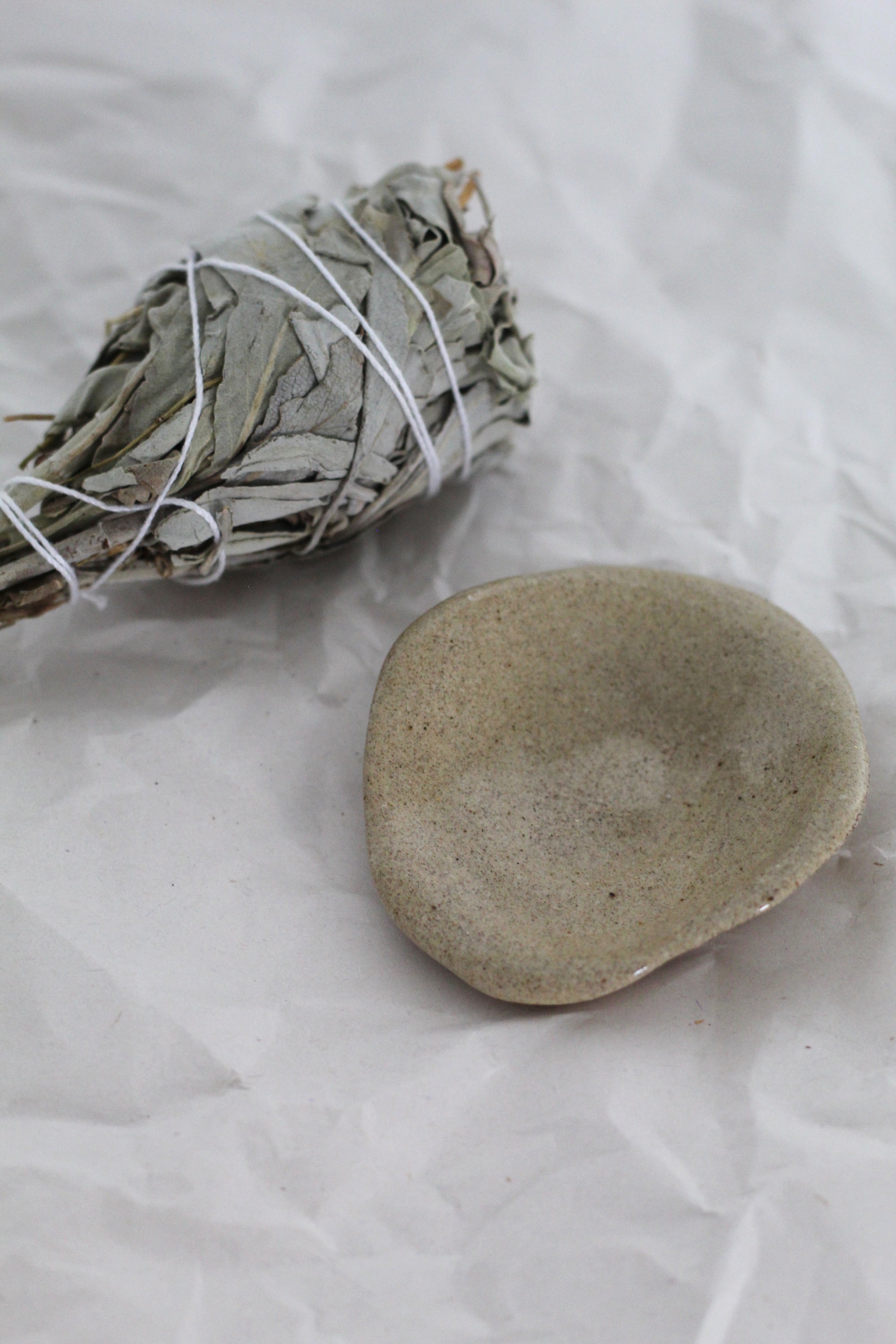 Mini Smudge Bowl Sand, handmade stoneware ceramic