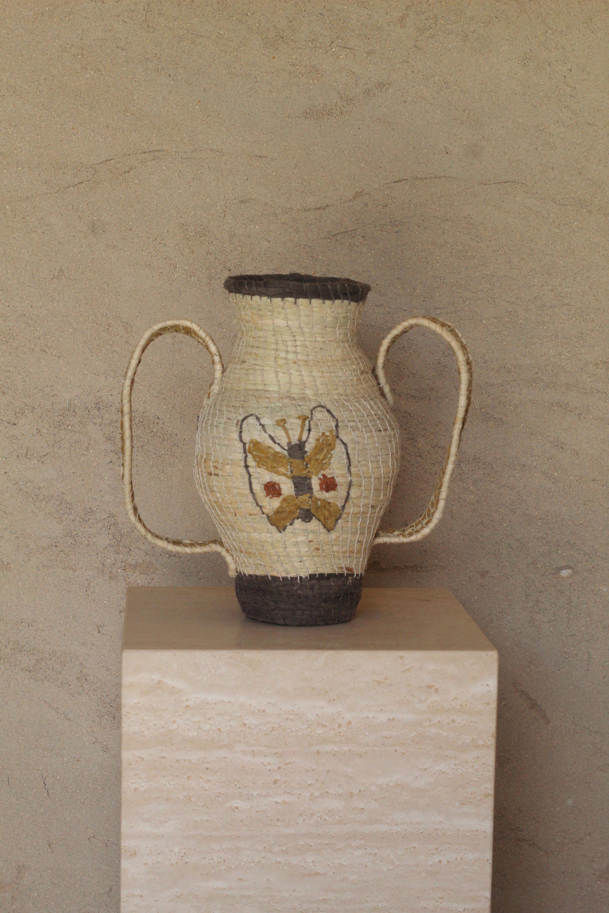 Woven Sculptural Vase #003, handwoven chaguar fibre by Wichi artisans, Argentina
