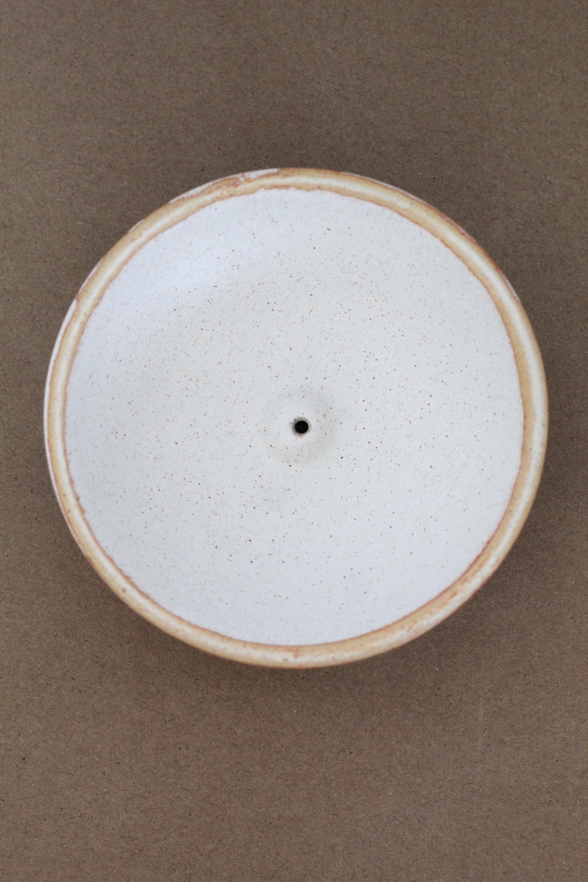 Wood Fired Piker White Incense Holder, handmade ceramic