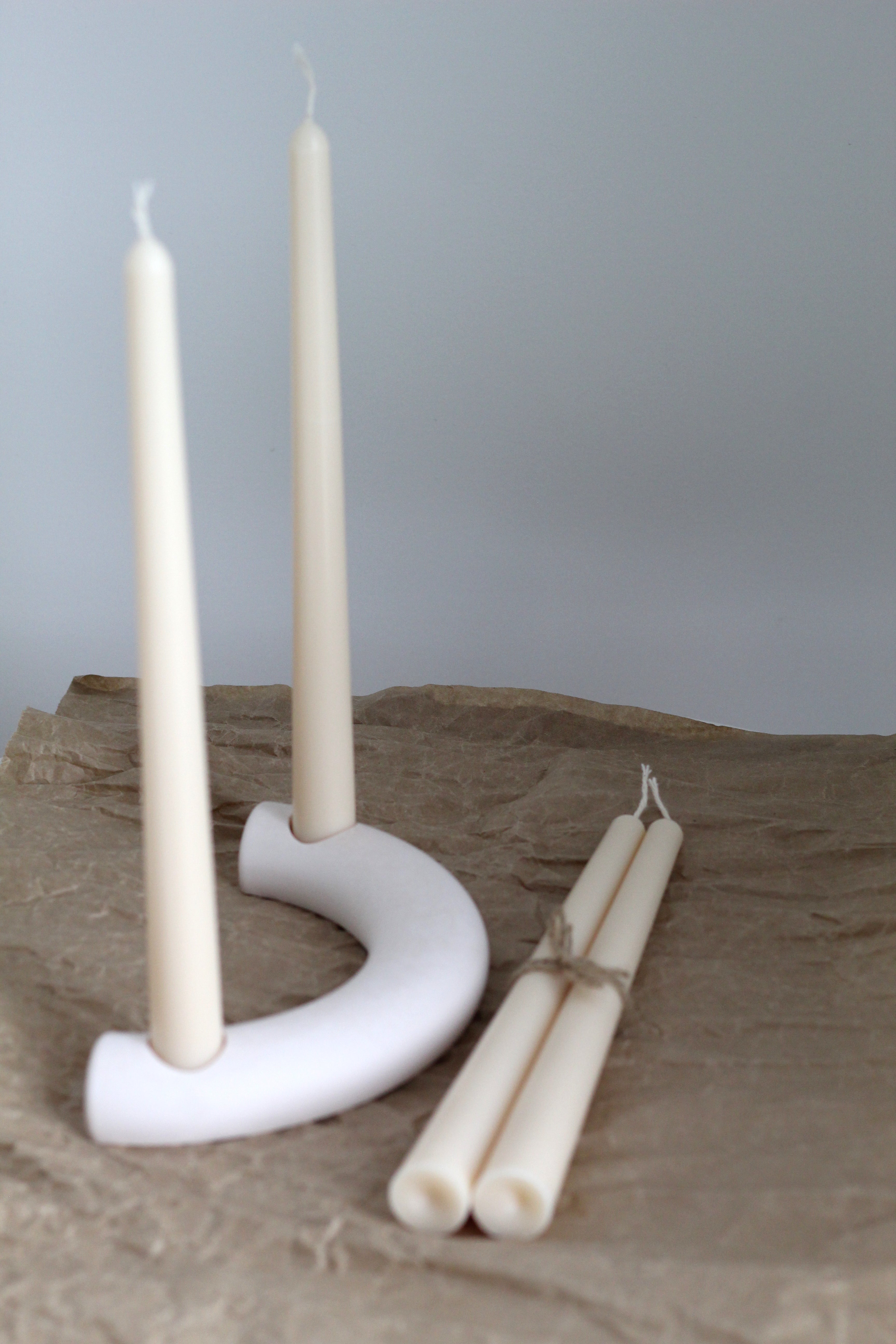 Luna Double Candle Holder | Coconut