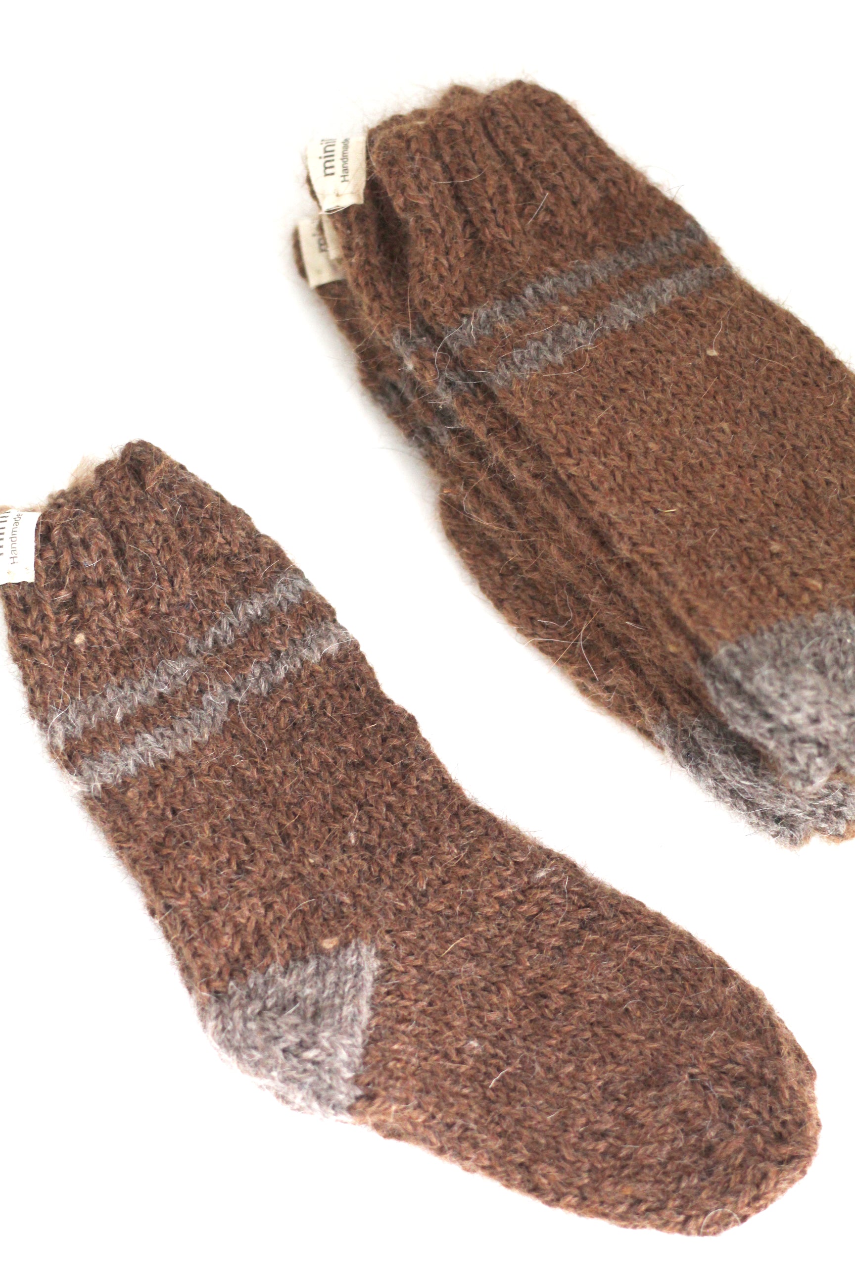 Kids Socks Chocolate and Grey, llama wool, Argentina