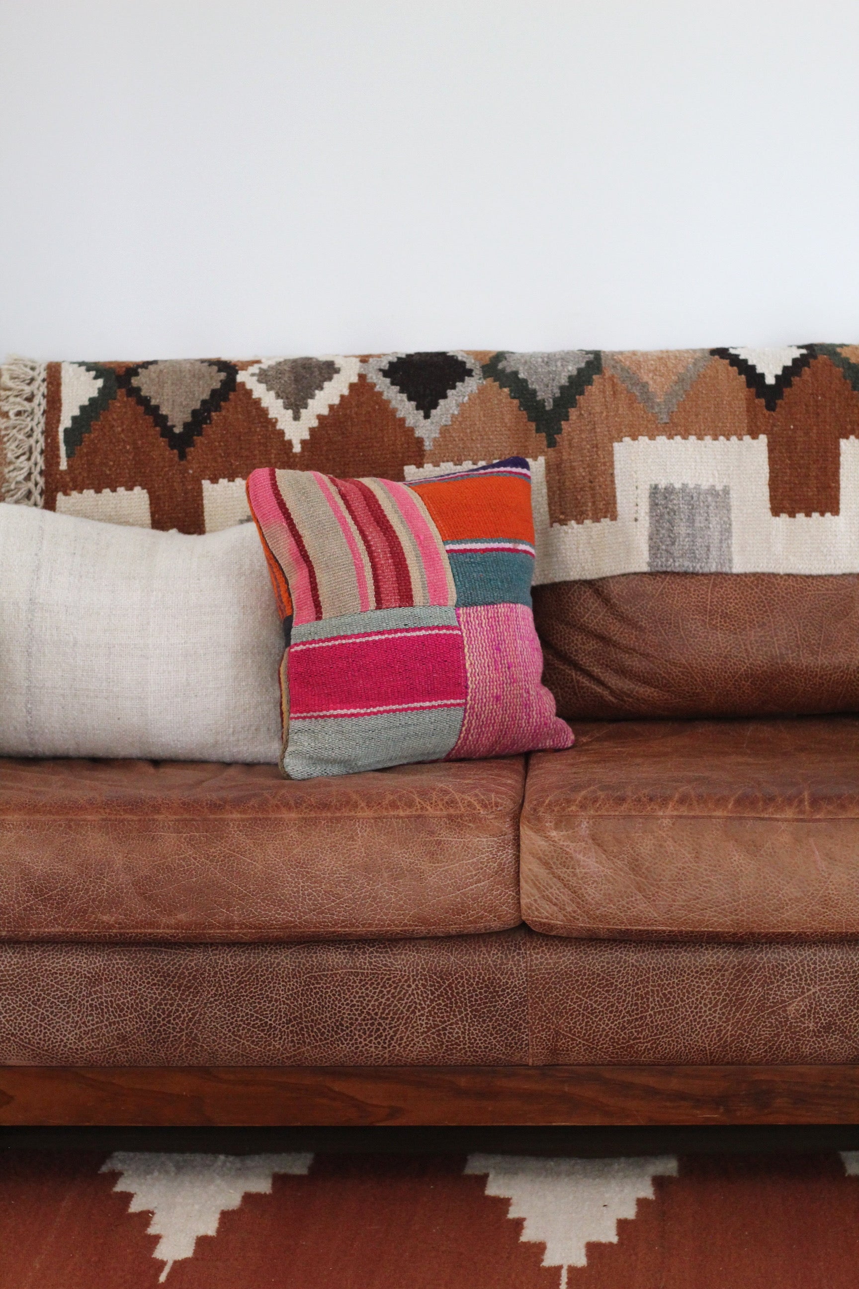 Patchwork Frazada Cushion #012, sheep wool patchwork from Peruvian Andes
