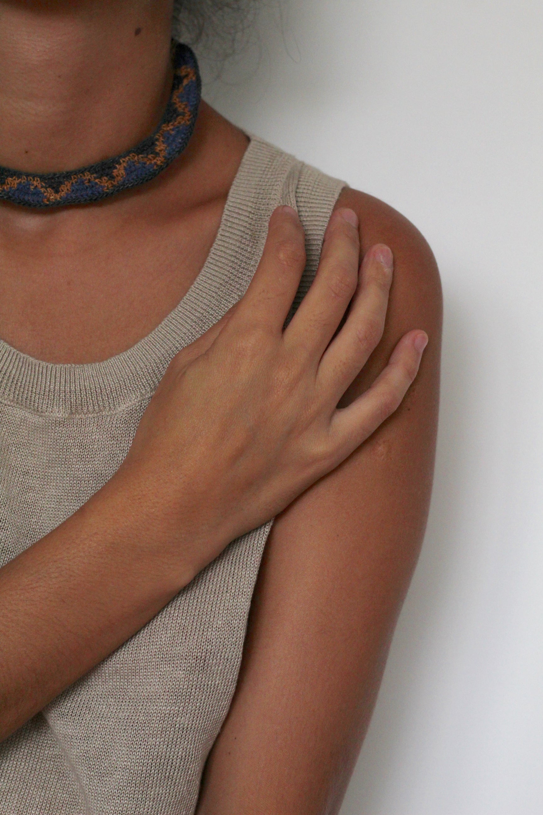 Necklace #0101 | Blue & Rust & Dark Blue