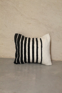 Wool Square Cushion| Stripe Black & Natural