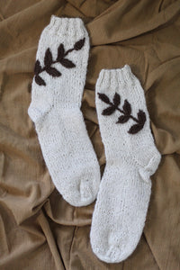 llama wool hand knitted socks