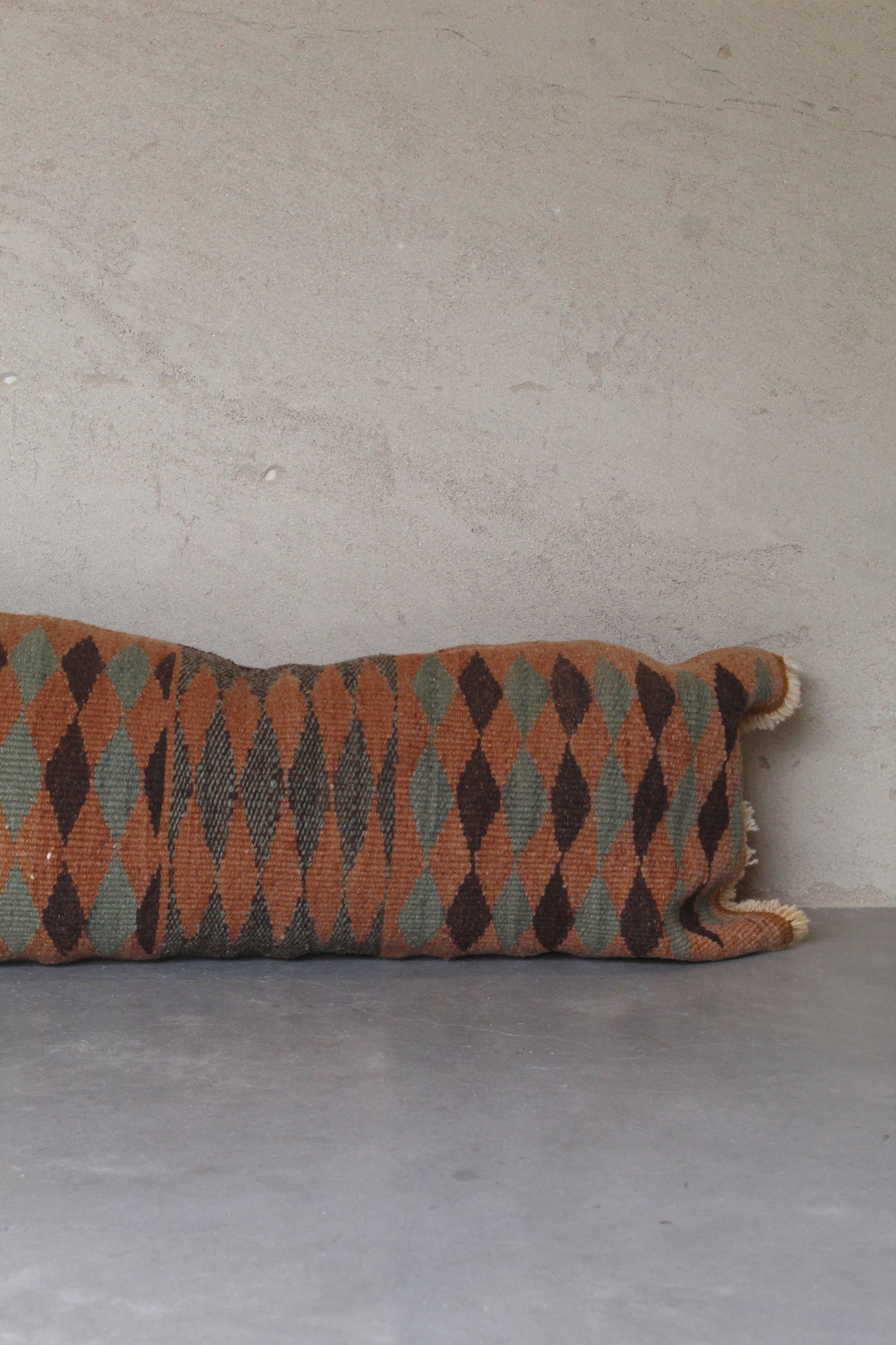 Qom XL Lumbar Cushion #034, handwoven sheep wool by Qom artisans, Argentina
