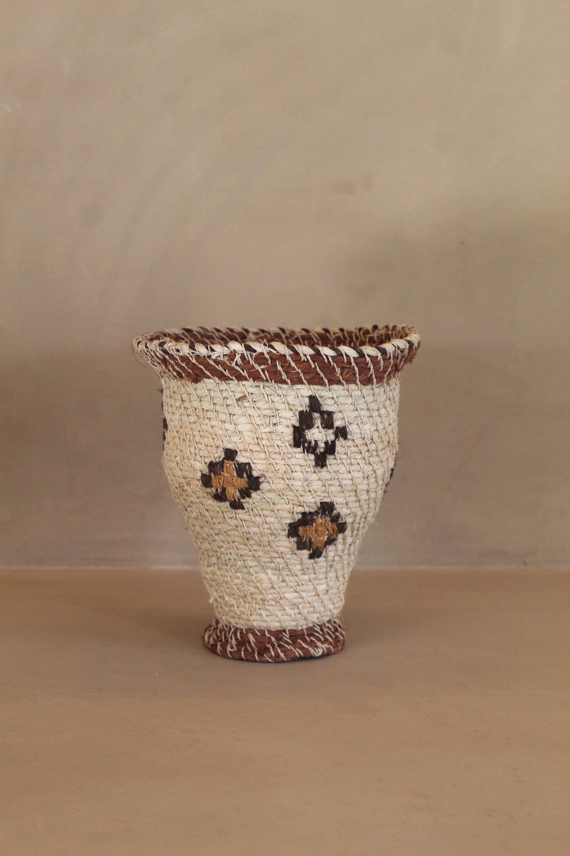 Woven Sculptural Vase #014, handwoven chaguar fibre by Wichi artisans, Argentina