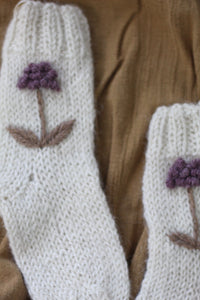 Toddler Socks | Natural | Hand embroidered #002