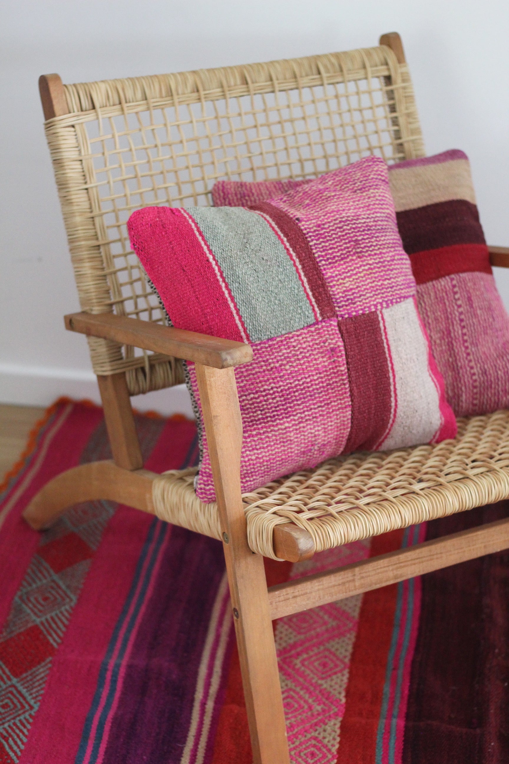 Patchwork Frazada Cushion #011, sheep wool patchwork from Peruvian Andes