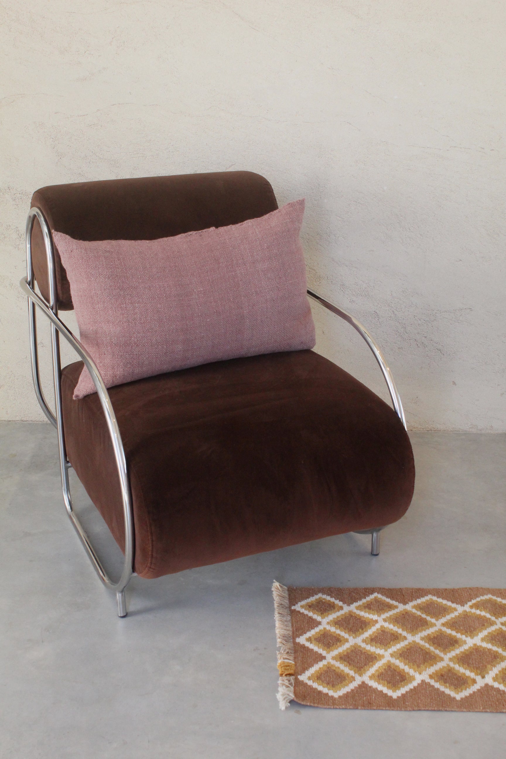 Wool Rectangle Cushion Pecan, handwoven sheep wool, Argentina