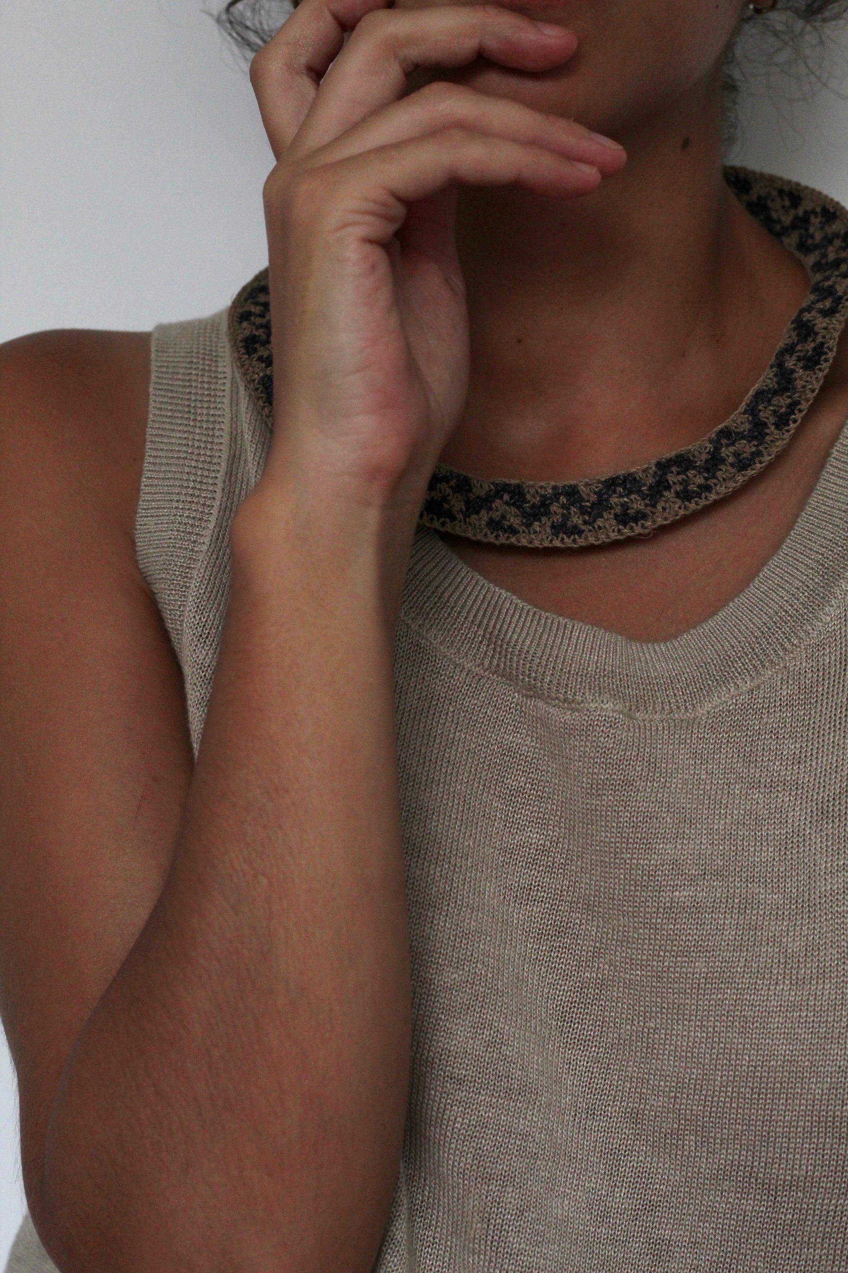 Necklace #096 Chocolate and Black, handwoven chaguar by Wichi artisans, Argentina