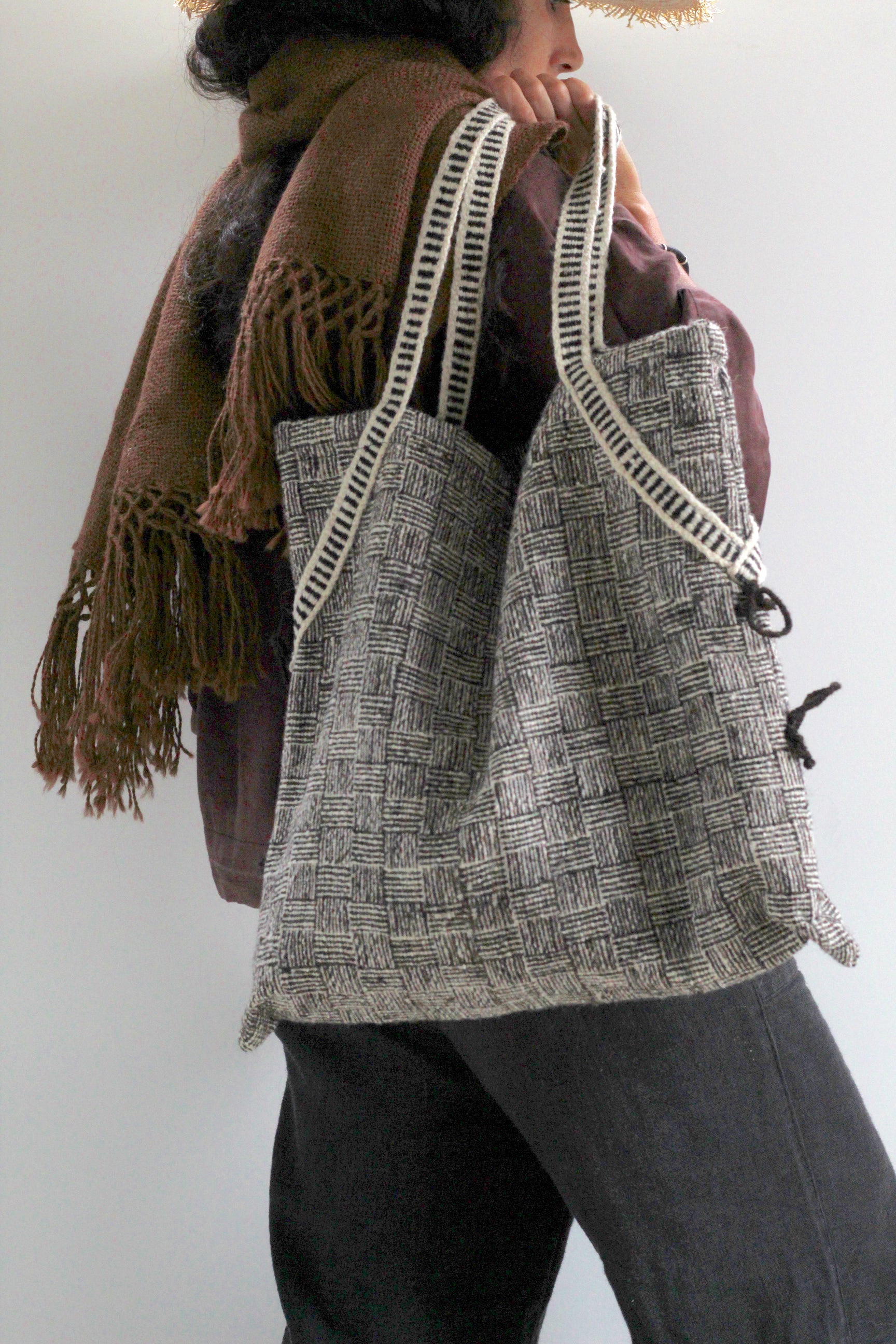 Écharpe surdimensionnée en laine de lama | Brun