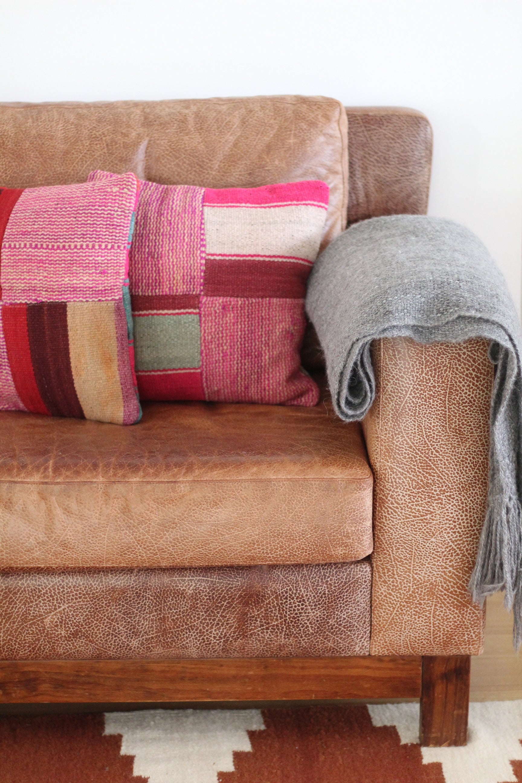 Patchwork Frazada Cushion #011, sheep wool patchwork from Peruvian Andes