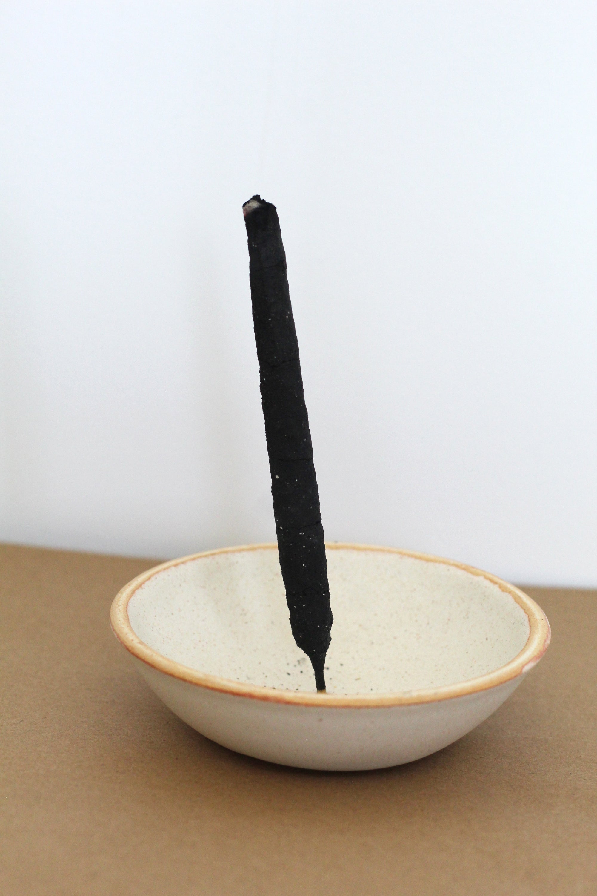 Wood Fired Piker White Incense Holder, handmade ceramic