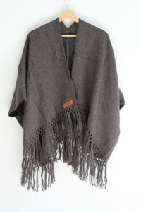 Llama Wool Mid Length Poncho | Dark Grey
