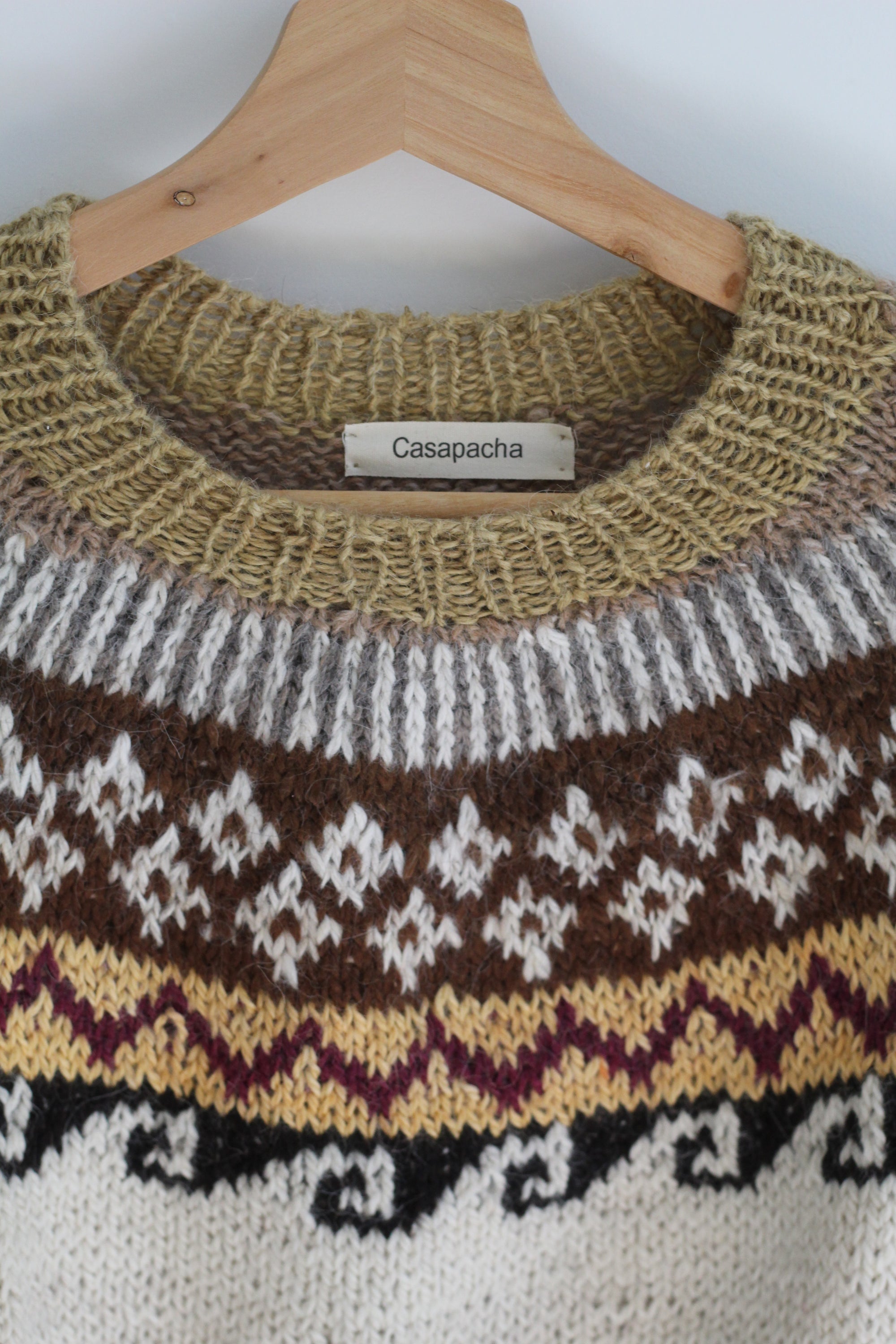 Andino Sweater Natural, llama wool by Quechua artisans, Argentina