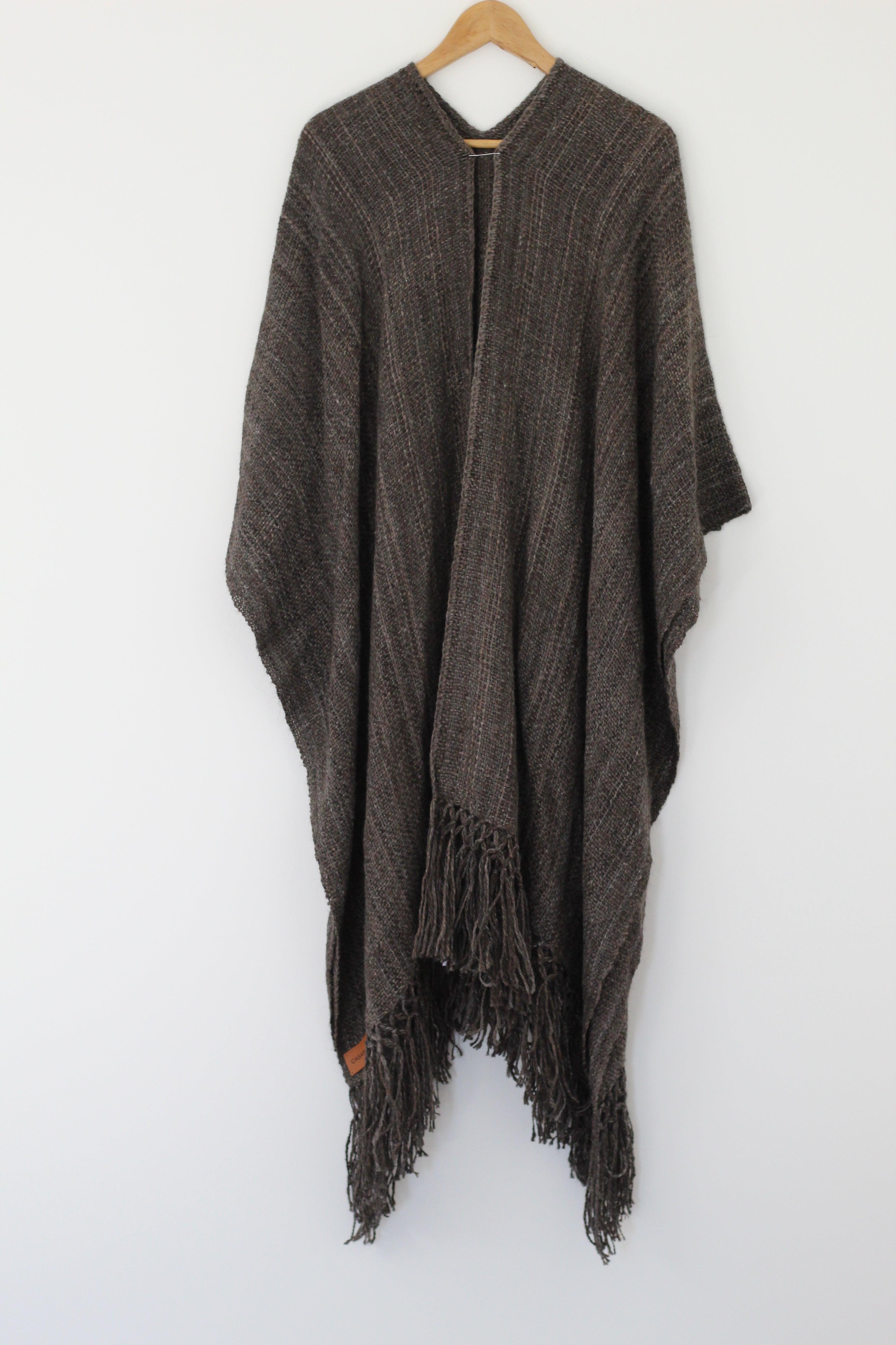 Llama Wool Poncho | Grey - Casapacha